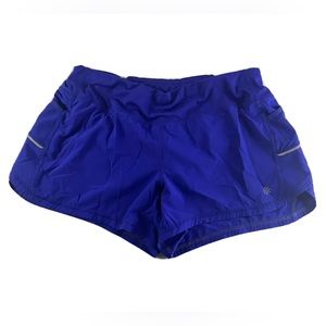 Athleta Women’s Run Shorts w/ Liner 3.5" Reflectors Side Pockets Purple Large